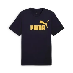 T-shirt blu da Uomo con logo frontale giallo Puma ESS No. 1