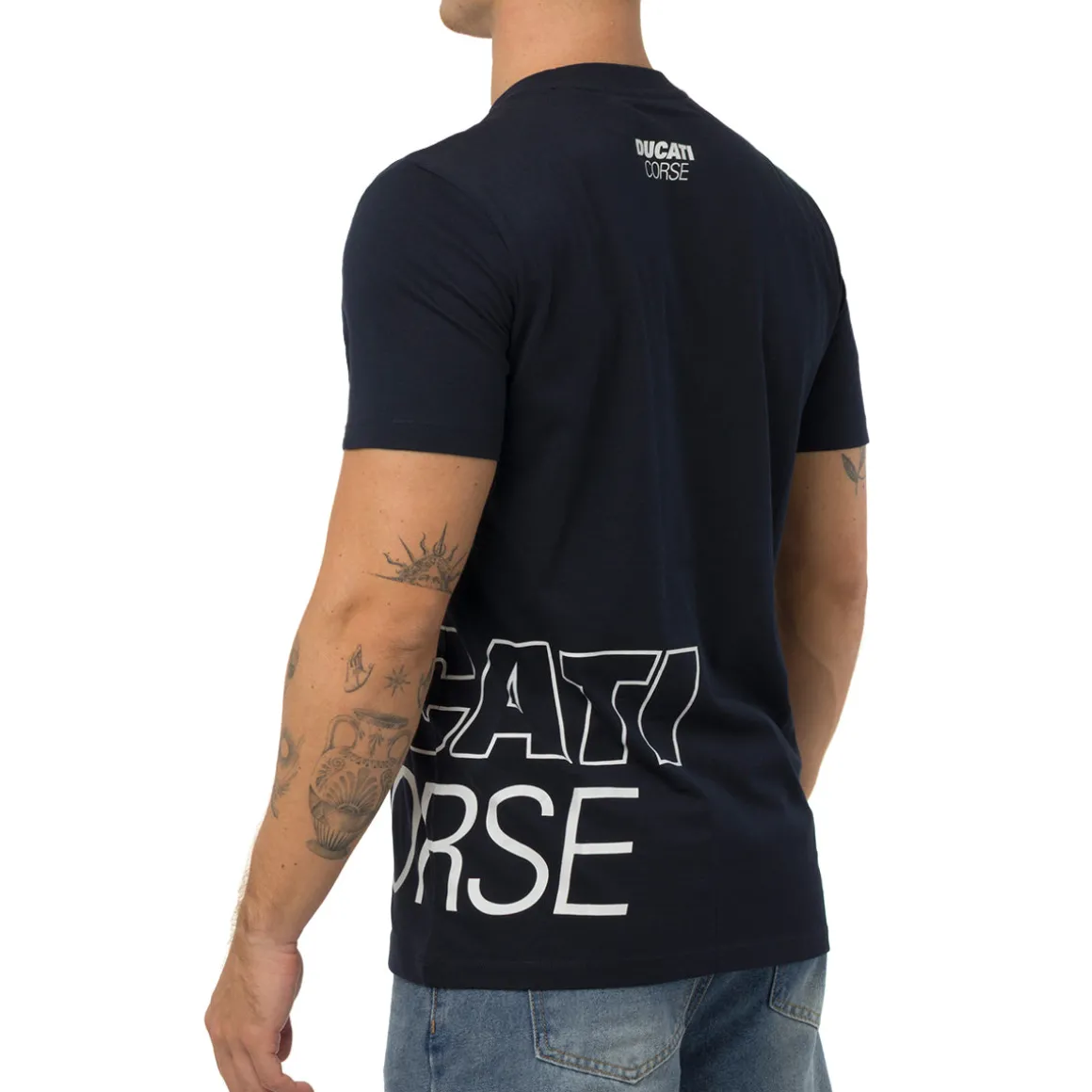 T-shirt blu da Uomo con mega stampa Ducati Corse
