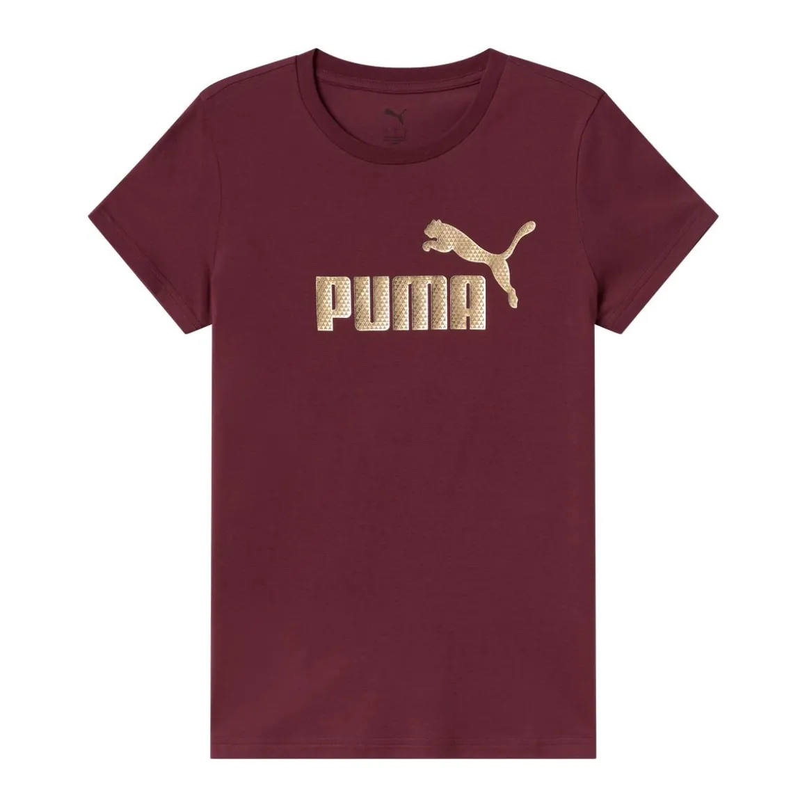 T-Shirt Bordeaux da Donna con logo oro frontale ESS+ Puma