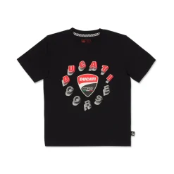 T-shirt da bambino nera con logo Ducati Corse
