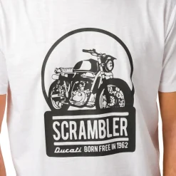 T-shirt da uomo bianca con logo Ducati Scrambler