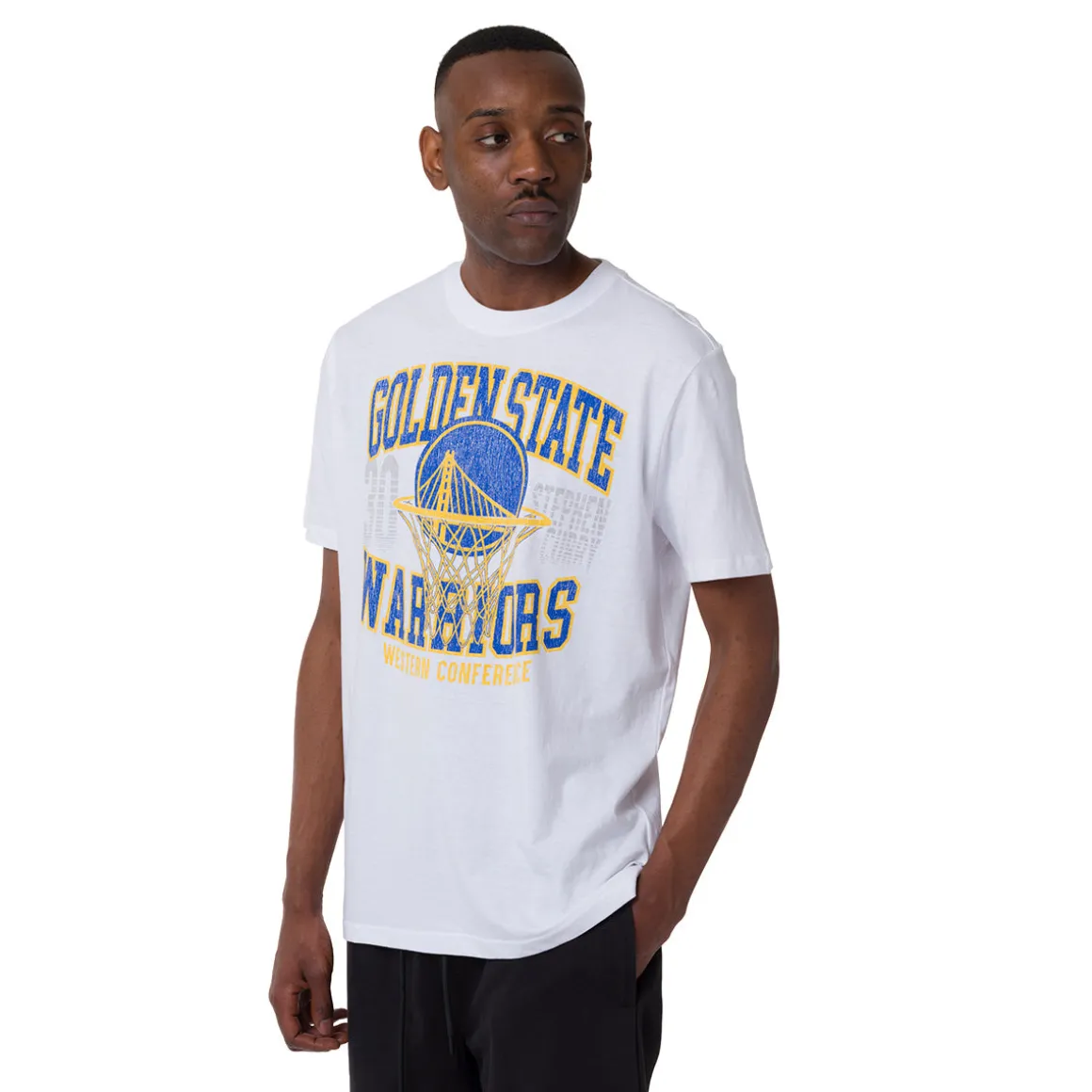 T-shirt da Uomo bianca in Cotone con stampa Squadra Golden State Warrior NBA