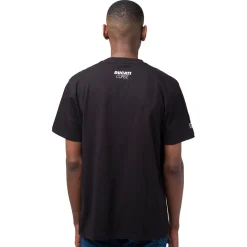 T-shirt da uomo nero in cotone con stampa rossa Ducati Corse