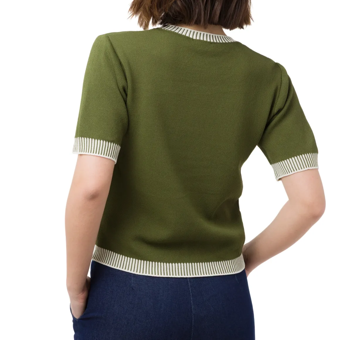 T-shirt elegante da Donna Verde con dettagli bianchi Swish Jeans