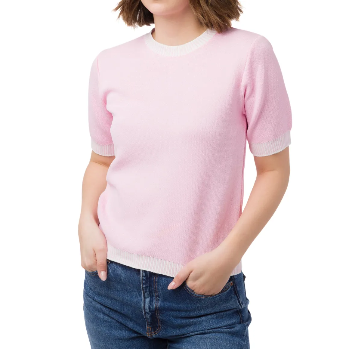 T-shirt elegante da Donna Rosa con dettagli bianchi Swish Jeans