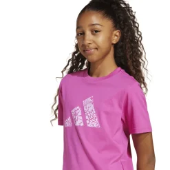 T-shirt fucsia da Bambina con logo frontale mimetico adidas