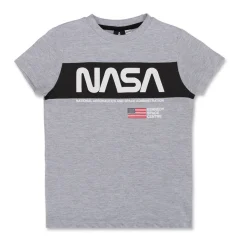 T-shirt grigia da bambino con logo e bandiera USA Nasa