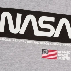 T-shirt grigia da bambino con logo e bandiera USA Nasa