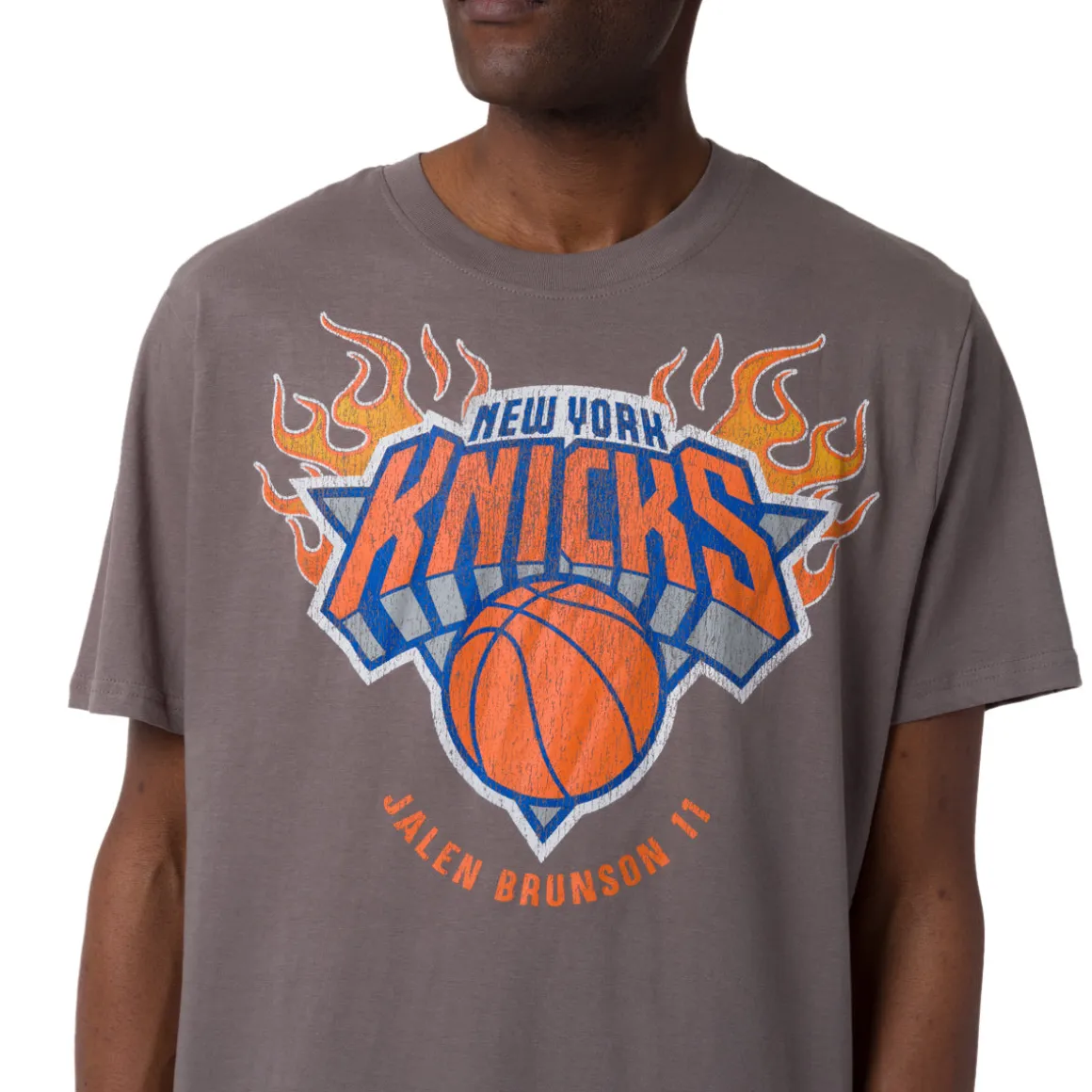 T-shirt grigia da Uomo in cotone con stampa New York Knicks NBA