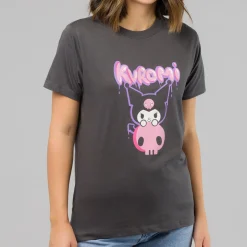 T-shirt grigio scuro da Donna con stampa Kuromi