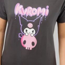 T-shirt grigio scuro da Donna con stampa Kuromi