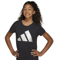 T-shirt nera da Bambina JG GLAM a maniche corte con logo adidas