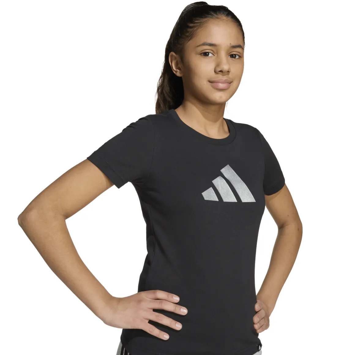 T-shirt nera da Bambina con logo adidas JG GLAM T