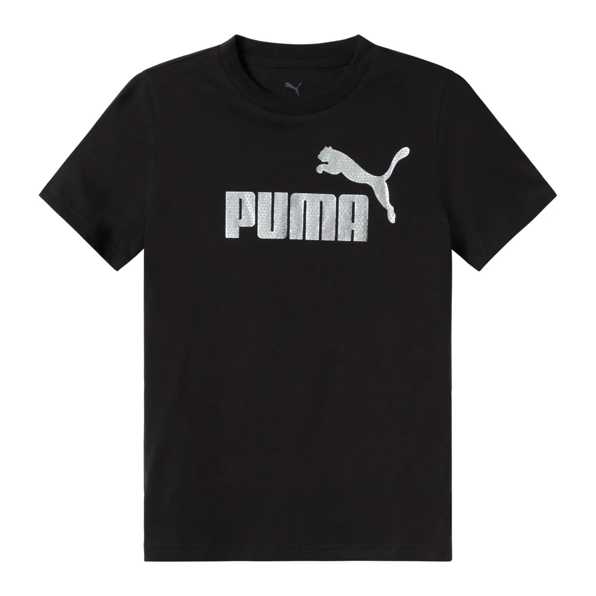 T-shirt nera da Bambina con logo frontale in contrasto Puma