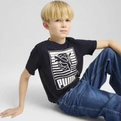 T-shirt Nera da bambino con stampa frontale GRAPHICS Puma