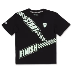 T-shirt nera da bambino con stampa verde e logo Ducati Corse