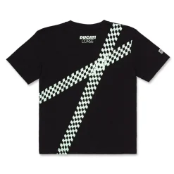 T-shirt nera da bambino con stampa verde e logo Ducati Corse