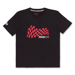 T-shirt nera da bambino con stampa e logo Ducati Corse