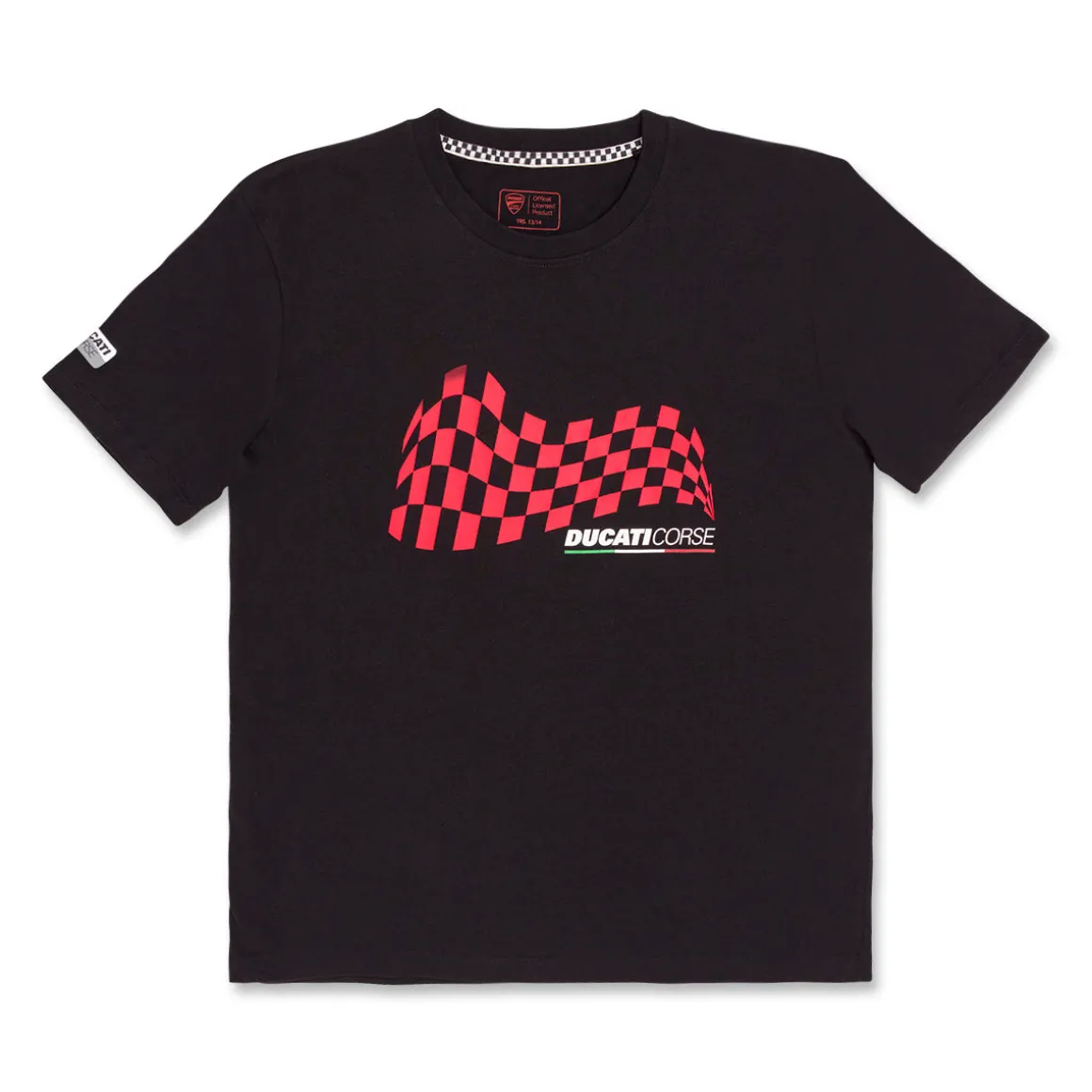 T-shirt nera da bambino con stampa e logo Ducati Corse