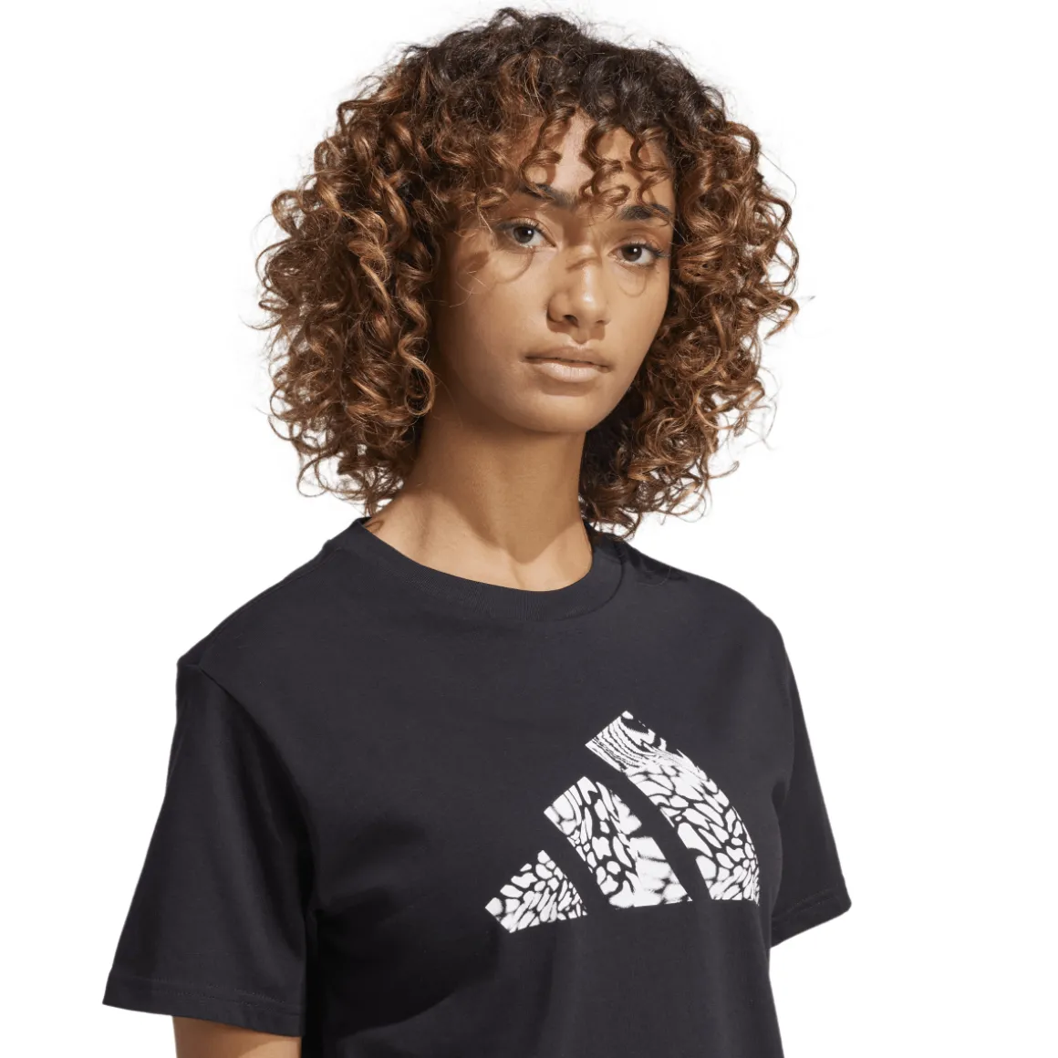 T-shirt nera da Donna con logo frontale stampato adidas