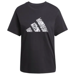 T-shirt nera da Donna con logo frontale stampato adidas