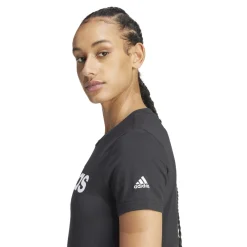 T-shirt nera da donna con logo adidas Essentials Slim Logo
