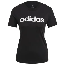 T-shirt nera da donna con logo adidas Essentials Slim Logo