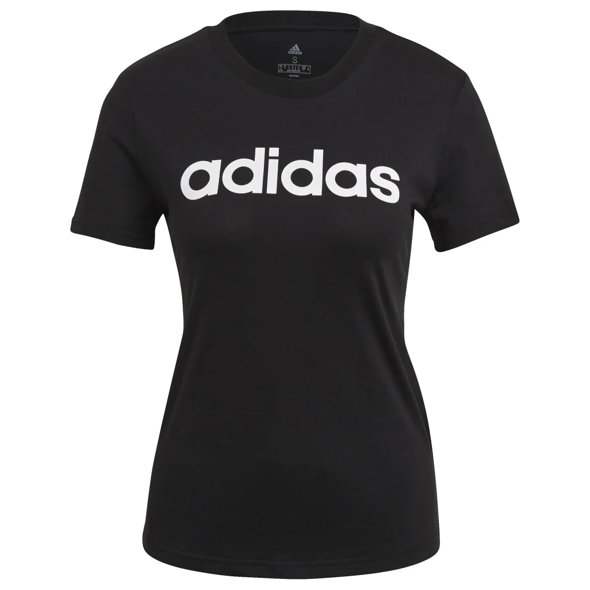 T-shirt nera da donna con logo adidas Essentials Slim Logo