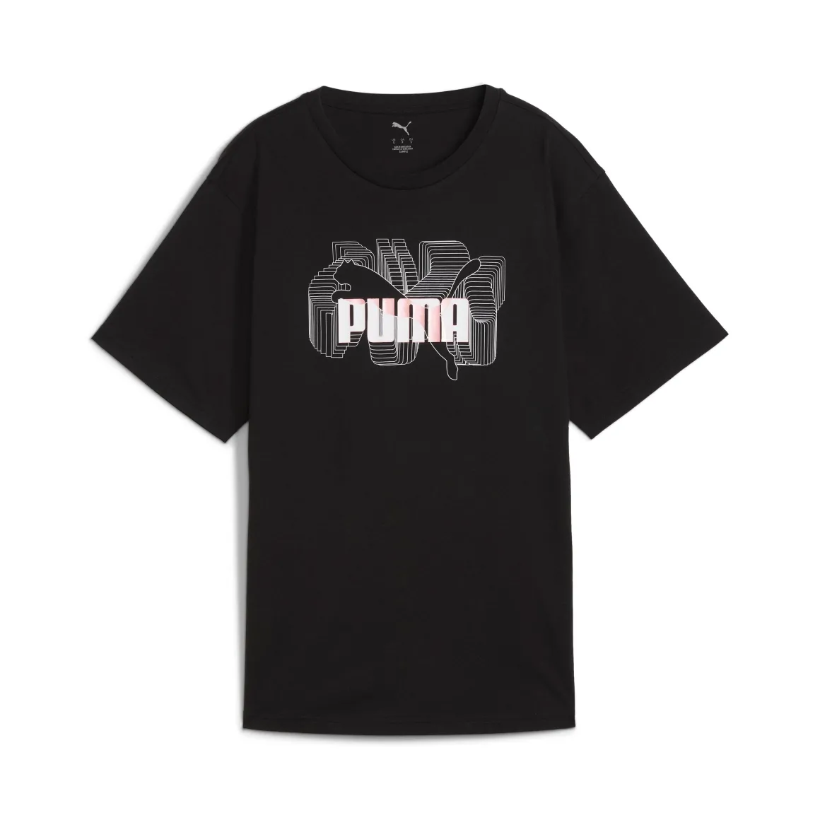 T-shirt nera da Donna con logo frontale in contrasto Puma