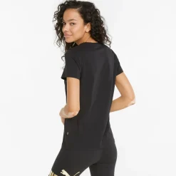 T-shirt nera da donna con logo oro Puma Essentials +