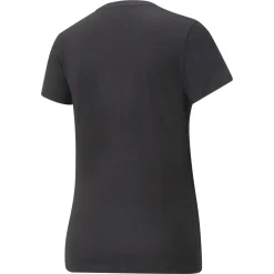 T-shirt nera da donna con logo oro Puma Essentials +