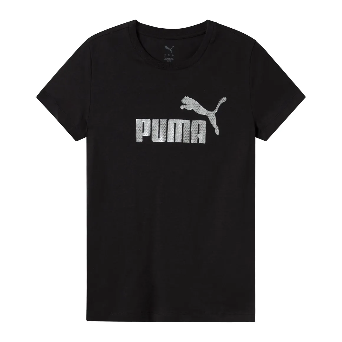 T-shirt nera da Donna con logo frontale bianco Puma