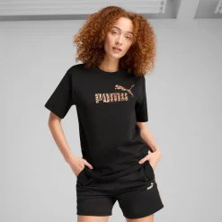 T-shirt nera da Donna con logo ESS GRAPHIC ANIMAL Puma