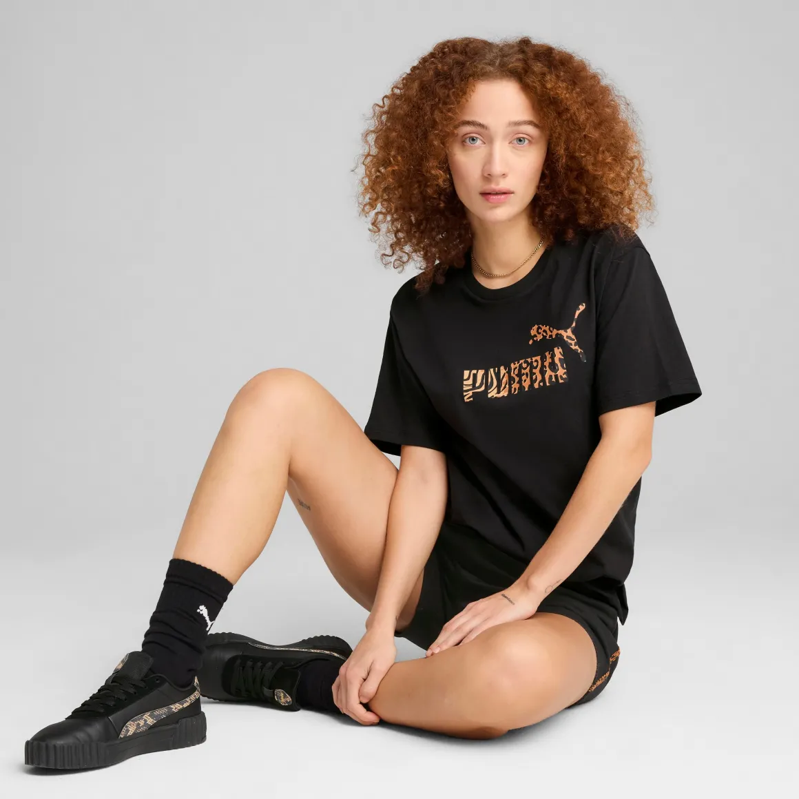T-shirt nera da Donna con logo ESS GRAPHIC ANIMAL Puma