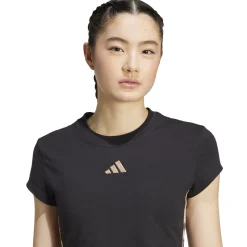 T-shirt nera da Donna con dettagli stampa adidas W AOP TEE