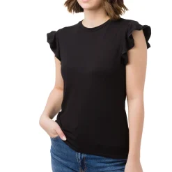 T-shirt nera da Donna con dettaglio sulla maniche Swish Jeans