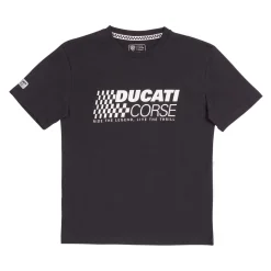 T-shirt nera da Ragazzo con stampa frontale Ducati Corse