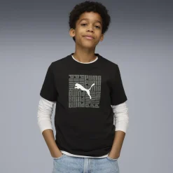 T-shirt nera da Ragazzo con logo Box Tee B Puma