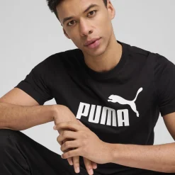 T-shirt nera da Uomo con logo frontale ESS No. 1 Puma