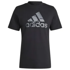 T-shirt nera da uomo con logo camouflage adidas Badge of Sport