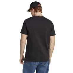 T-shirt nera da uomo con logo sul petto adidas Essentials 3-Stripes