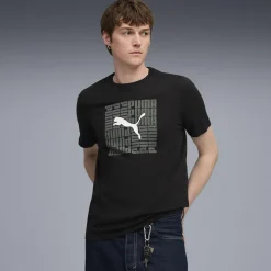 T-shirt nera da Uomo con logo Box Tee Puma