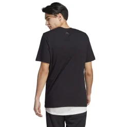 T-shirt nera da uomo Essentials Single Jersey Linear Embroidered Logo adidas