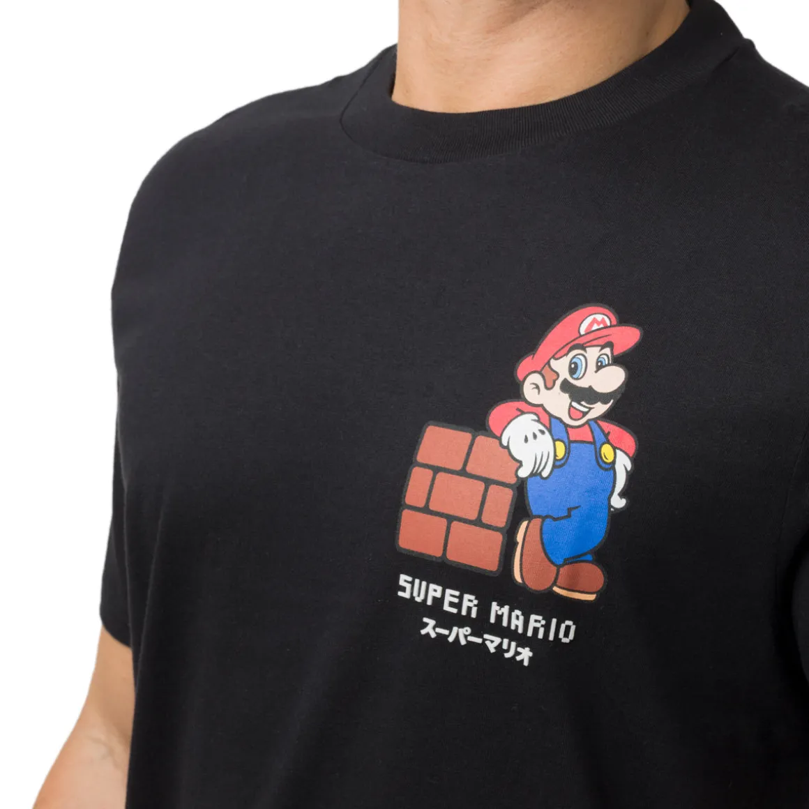 T-Shirt nera da Uomo videogame Nintendo Super Mario