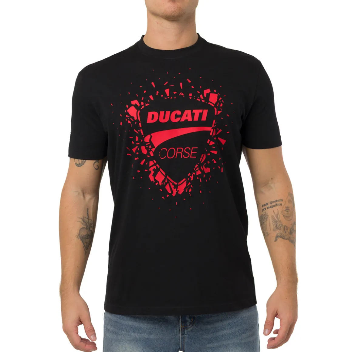 T-shirt nera in cotone da Uomo con stampa Ducati Corse