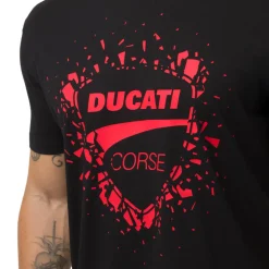 T-shirt nera in cotone da Uomo con stampa Ducati Corse