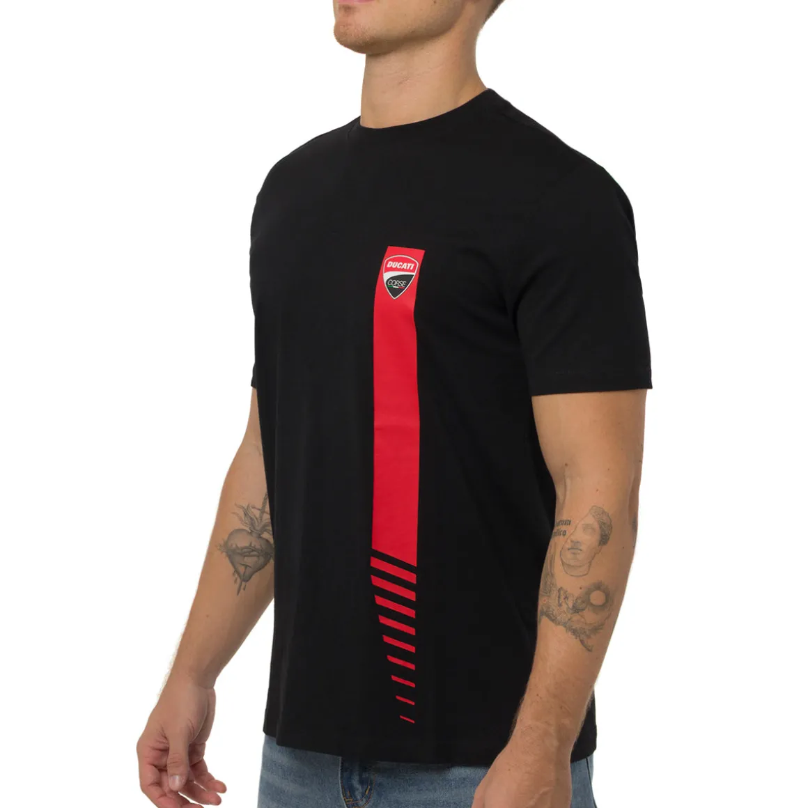 T-shirt nera in cotone da Uomo con stampa Ducati Corse