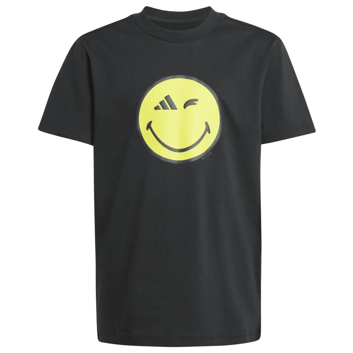 T-shirt nera in cotone da ragazzi con stampa Smile adidas