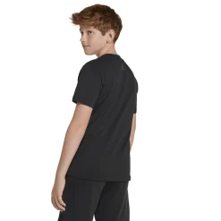 T-shirt nera in cotone da ragazzi con stampa Smile adidas