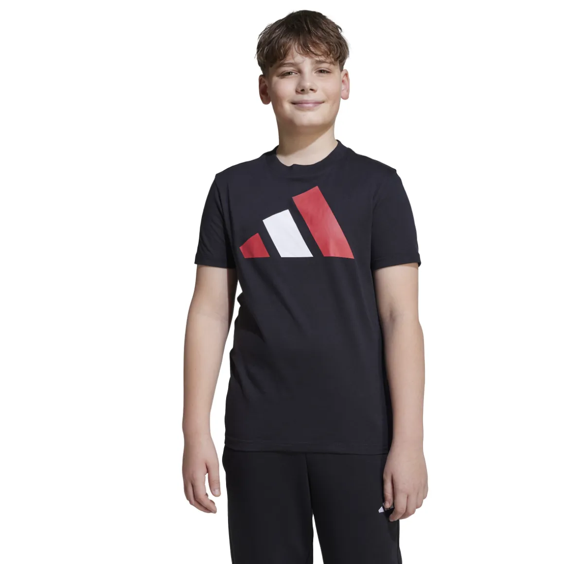 T-shirt nera in cotone da Bambino e Ragazzo con logo adidas